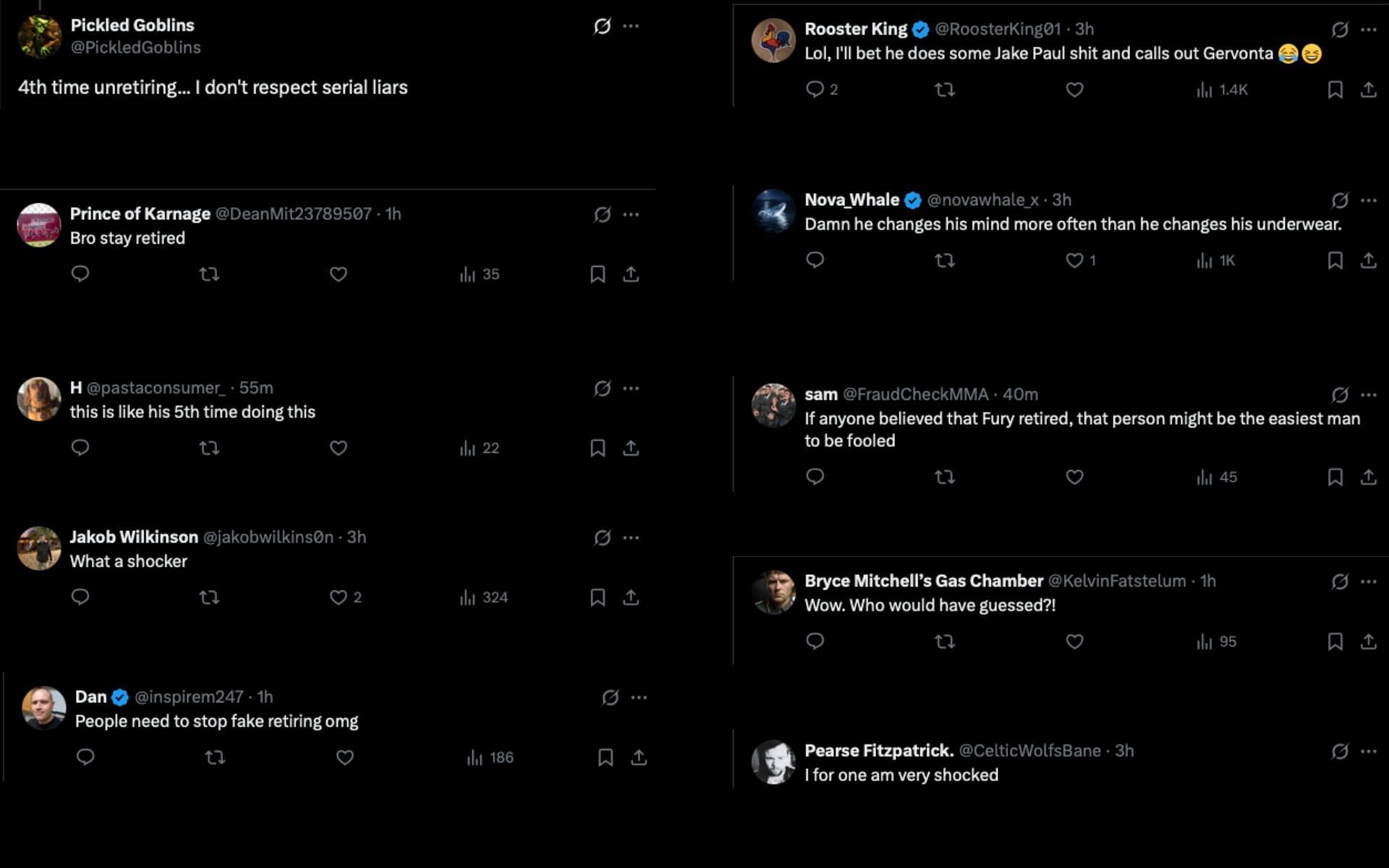 Screenshot of fan reactions to the post.